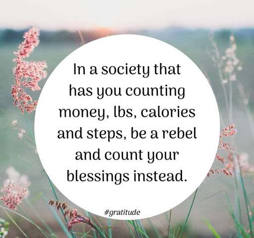 In a society that has you counting, lbs, calories and steps, be a rebel and count your blessings instead.