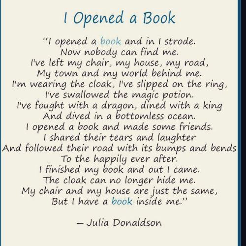 Poem - I Opened A Book by Julia Donaldson