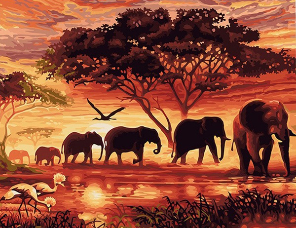 elephants in savannah